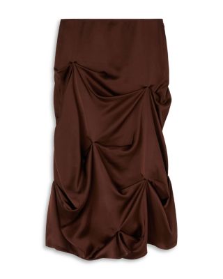 Satin Tuck Detail Long Skirt