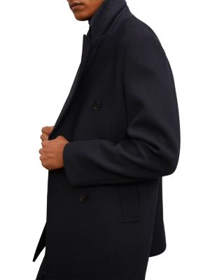 Wool Blend Double Breasted Peacoat