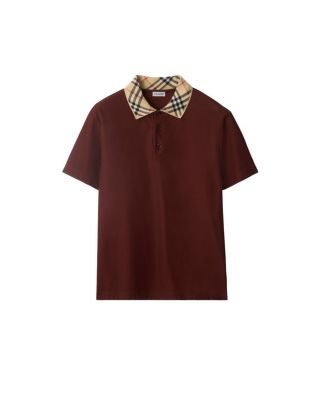 Check Collar Cotton Polo Shirt