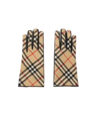Check Wool Cashmere Gloves