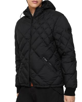  Check-stitch Nylon Hooded Puffer Jacket