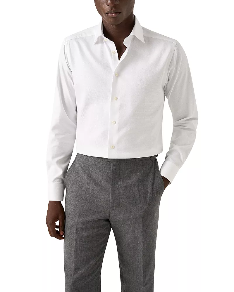 Eton Contemporary Fit Button Front Textured Shirt