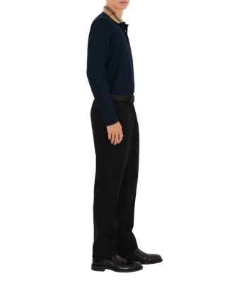 Long Sleeve Check Collar Cotton Polo Shirt