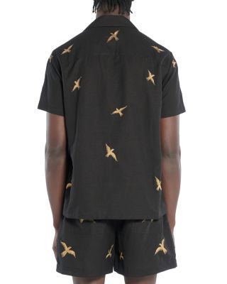 Columbus Embroidered Button Front Camp Shirt