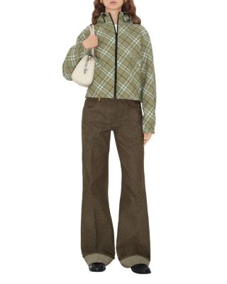 Cropped Reversible Check Hooded Jacket