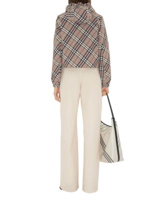 Cropped Reversible Check Hooded Jacket