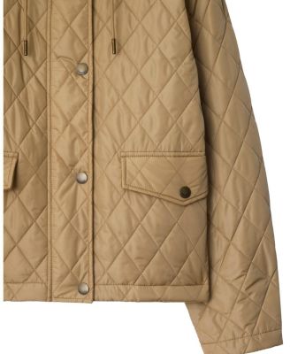 Cropped Quilted Nylon Hooded Jacket