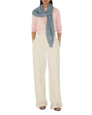  Wide Check Wool Silk Scarf