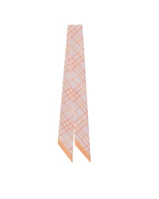  Skinny Contrast Check Silk Scarf