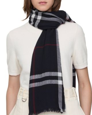  Wide Check Wool Scarf