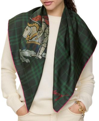  Crystal EKD Check Silk Scarf
