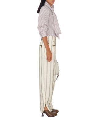 Striped Silk Blend Tailored Trousers