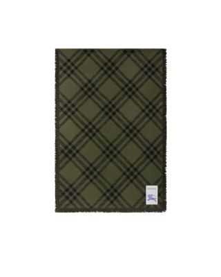  Wide Check Wool Silk Scarf