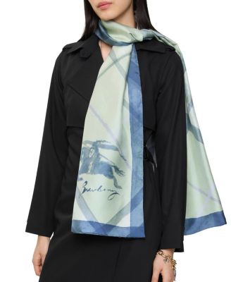  Wide Watercolour Check Silk Scarf