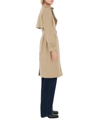  Long Check Collar Gabardine Trench Coat