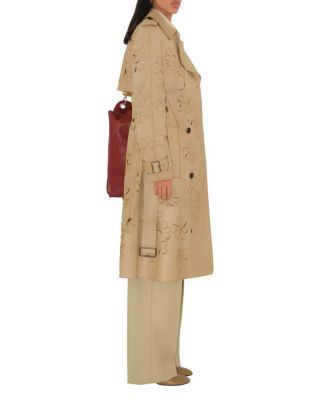 Long Cutout Daisy Suede Trench Coat