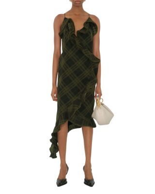 Check Silk Wrap Dress