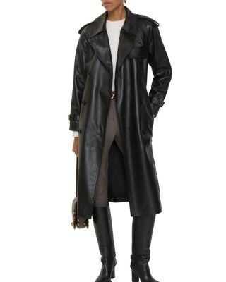 Long Leather Castleford Trench Coat