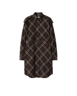 Check Cotton Flannel Shirt Dress