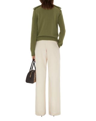  Check Epaulette Wool Cashmere Blend Sweater