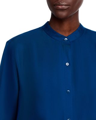Silk Twill Mandarin Collar Top