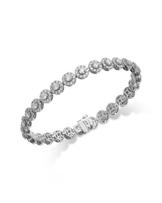  Diamond Halo Tennis Bracelet in 14K White Gold, 7.0 tcw