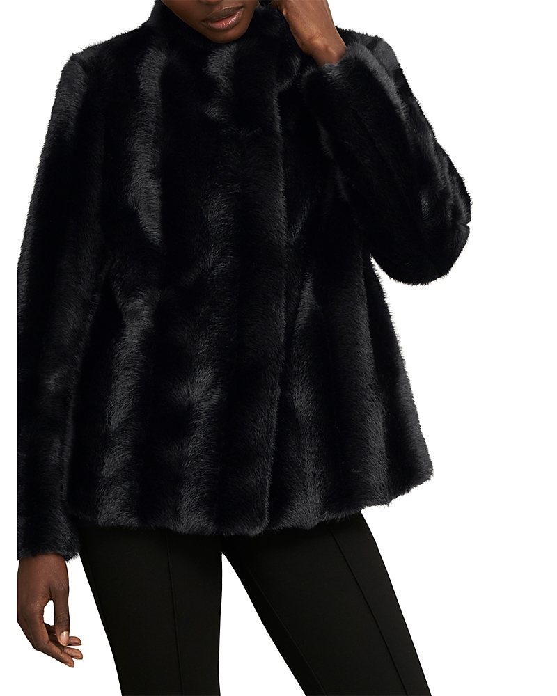 Hobbs London Misha Faux Fur Coat In Black