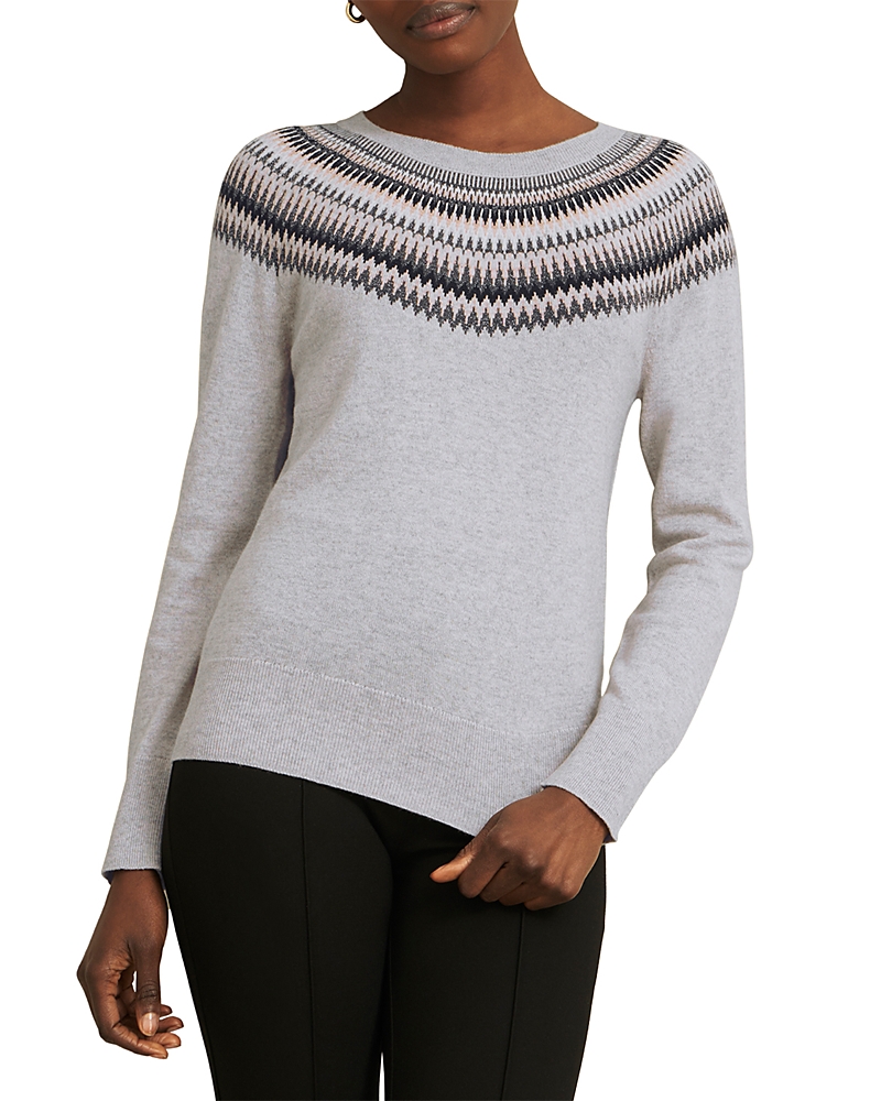 Hobbs London Greta Sparkle Fair Isle Crewneck Sweater In Gray