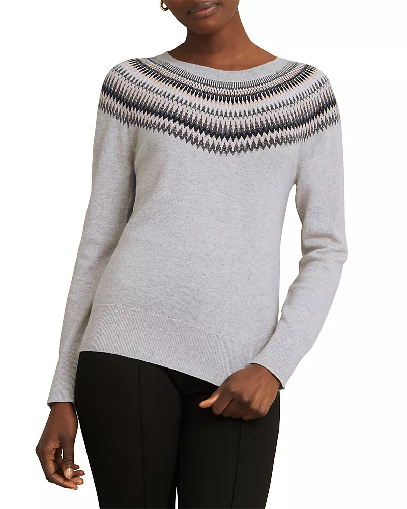 Hobbs London Greta Sparkle Fair Isle Crewneck Sweater