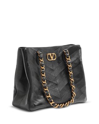 Laseine VLogo Leather Tote Bag