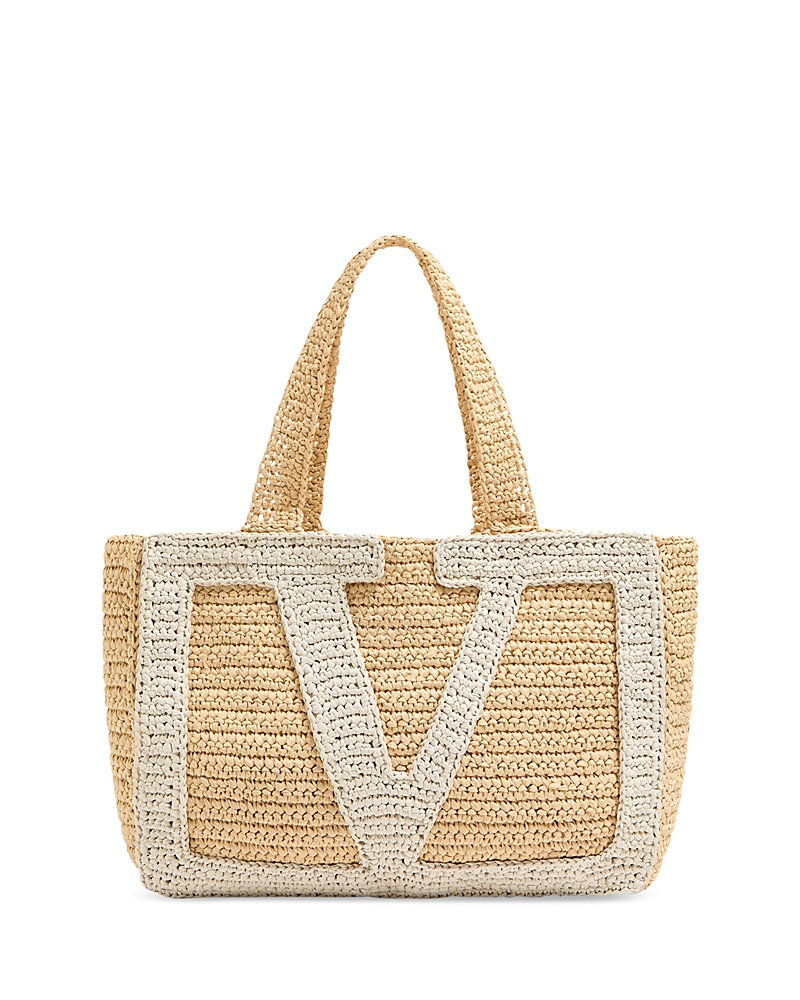Valentino Garavani Vlogo Large Crochet Tote In Brown