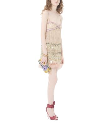 Carry Secrets Rhinestone Floral Print Leather Minaudiere Bag