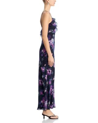 Watercolor Floral Ruffle Maxi Slip Dress - Exclusive