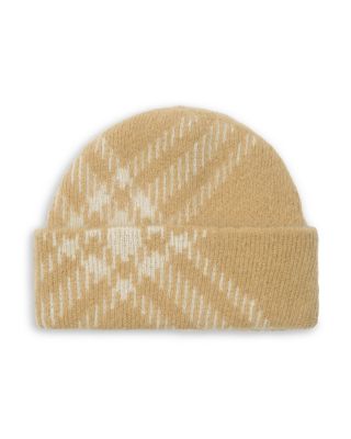 Check Mohair & Wool Blend Beanie