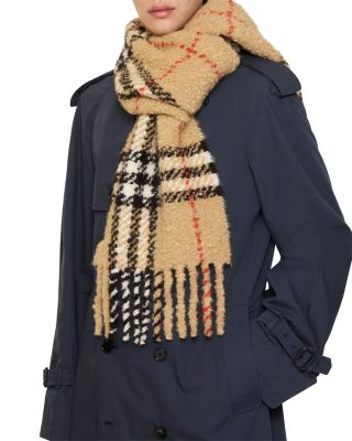 Check Alpaca Wool Blend Boucl&eacute; Scarf