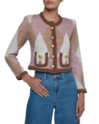 Siobhan Fuzzy Argyle Cardigan Sweater