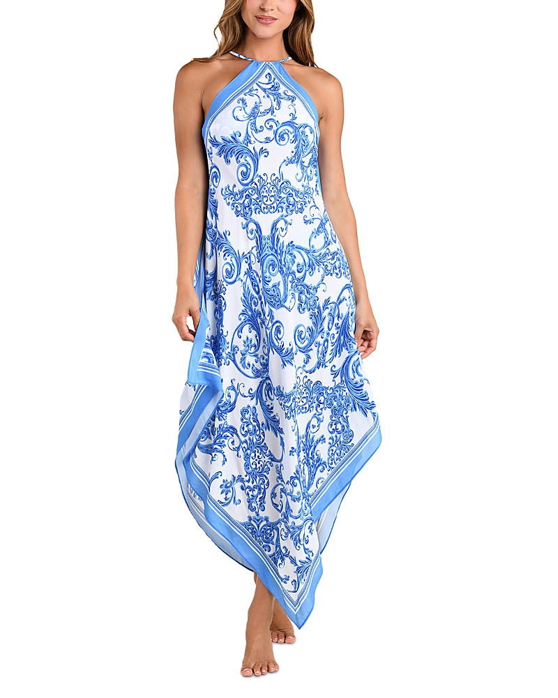 L'Agence Elise Baroque Halter Dress Swim Cover-Up