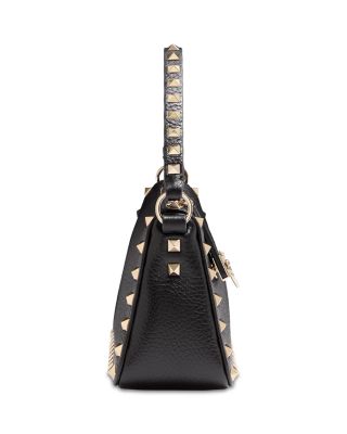 Rockstud Small Black Grainy Leather Crossbody Bag