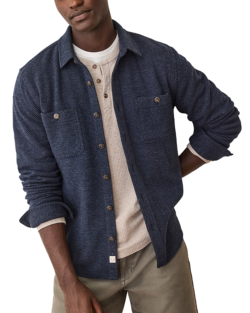 Marine Layer Pacifica Stretch Twill Overshirt In Blue