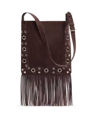 Nellc&amp;ocirc;te Medium VLogo Fringed Suede Shoulder Bag