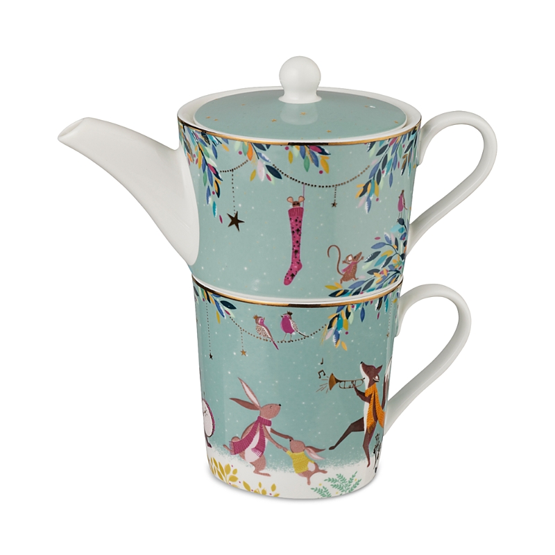 Portmeirion Sara Miller Woodland Tales Merry Band Tea For One In Blue
