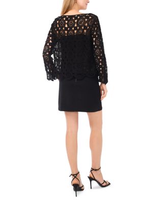 Crewneck Flare Sleeve Cropped Blouse