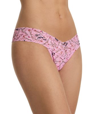 Printed Signature Lace Low Rise Thong