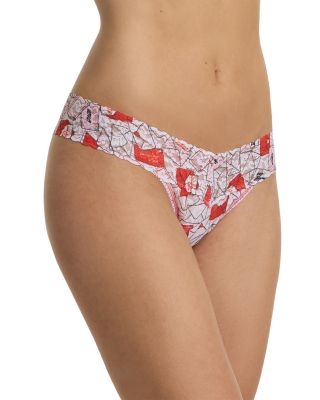 Printed Signature Lace Low Rise Thong