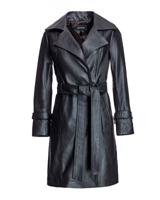 Leather Belted Trench Coat