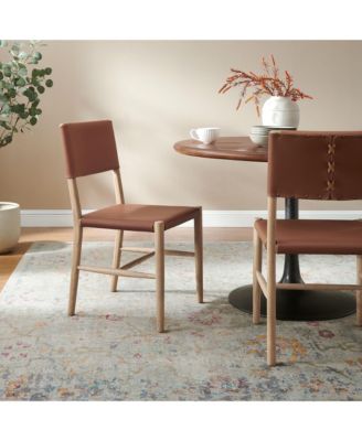 Dover Wood Faux Leather Dining Side Chairs, Set of 2