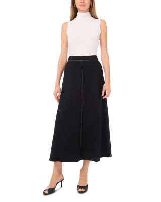 A Line Contrast Stitch Skirt