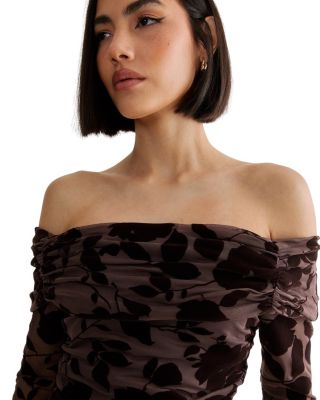 Floral Devore Ruched Mini Dress