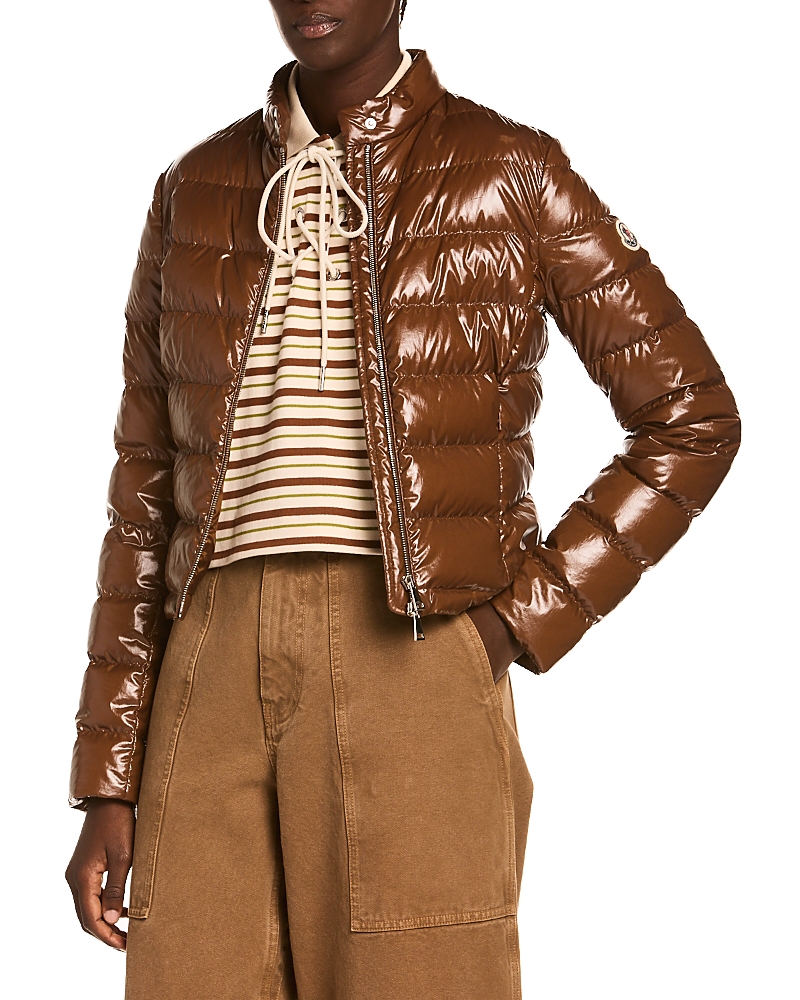 Moncler Papillon Down Puffer Jacket In Brown