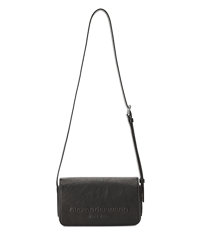 Alexander Wang Alexanderwang Punch Flap Leather Crossbody In Black